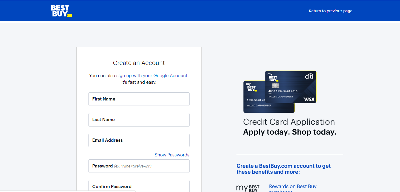 Best Buy Credit Card_Create an account