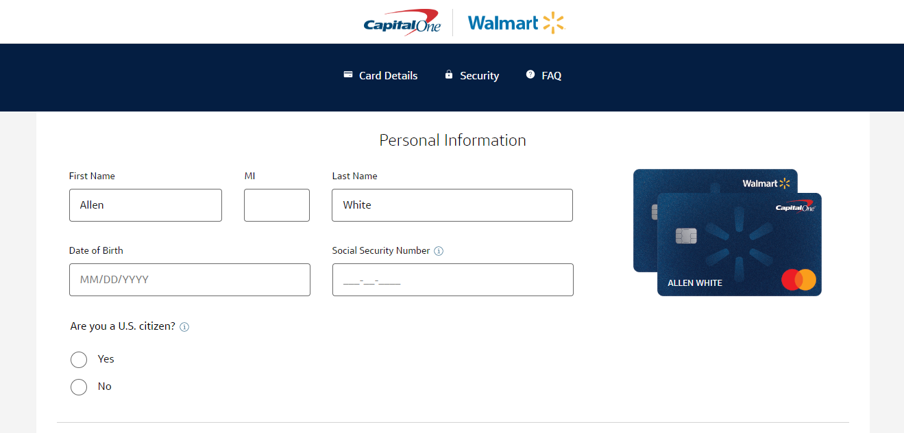 capital one walmart credit card application status