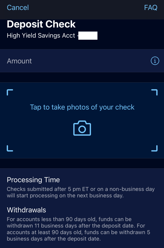 Mobile check deposit with Amex bank