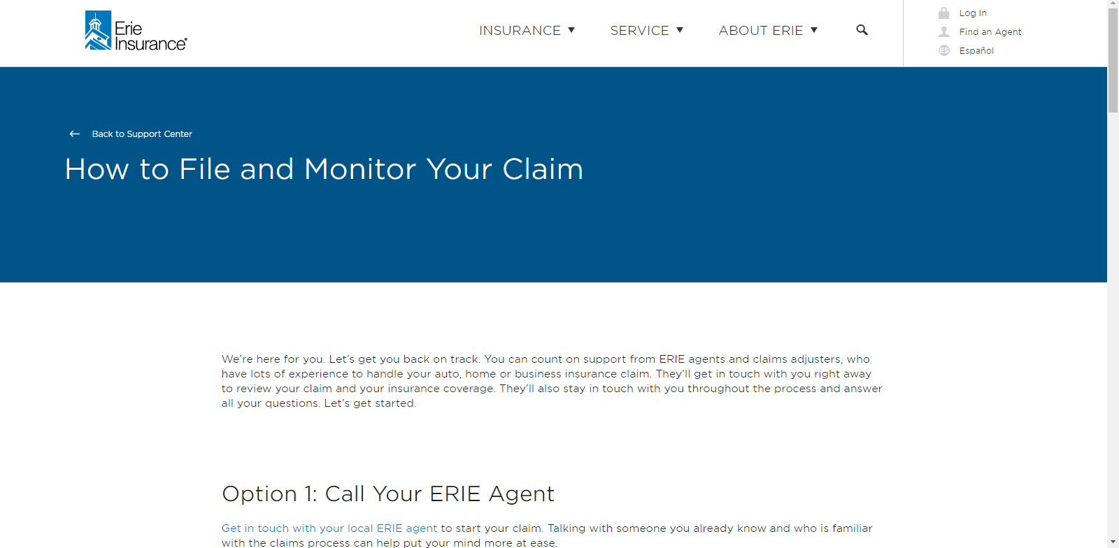 Erie Inusrance - How to file a claim