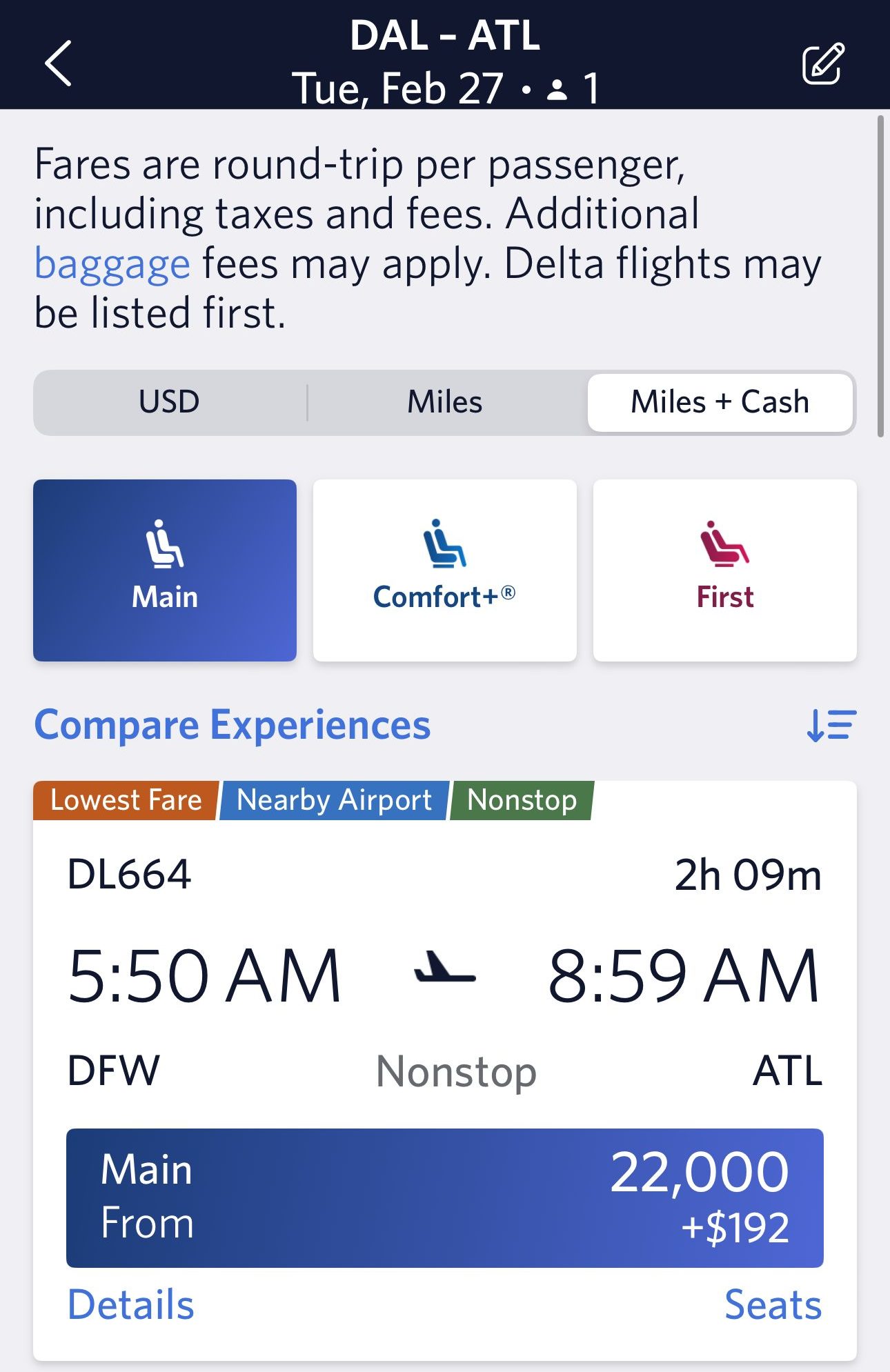book a flight with mile on Delta app