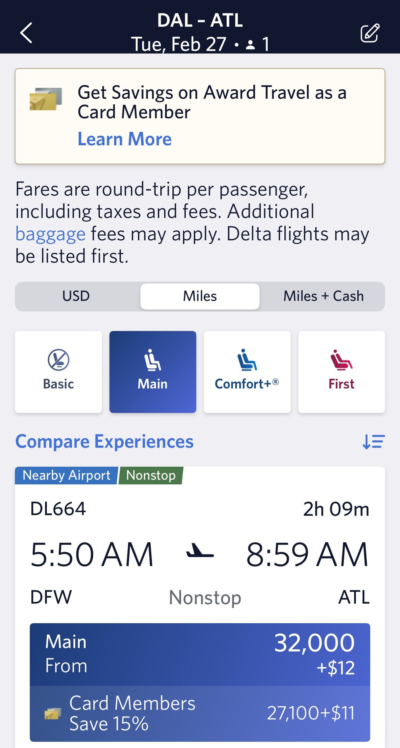Book a flight with miles on Delta website