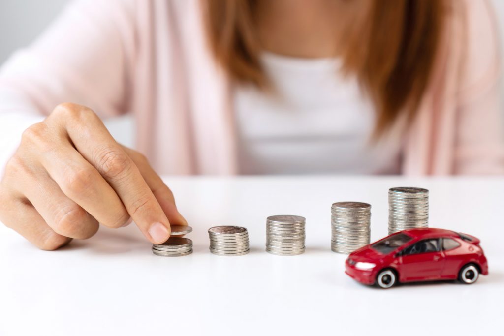 Collect money to buy a new car, saving and personal loan concept