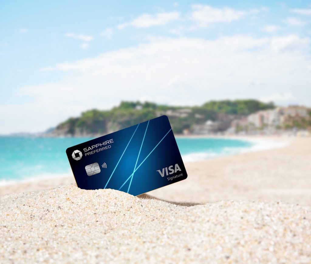 Chase Sapphire Preferred Credit Card on tropical beach