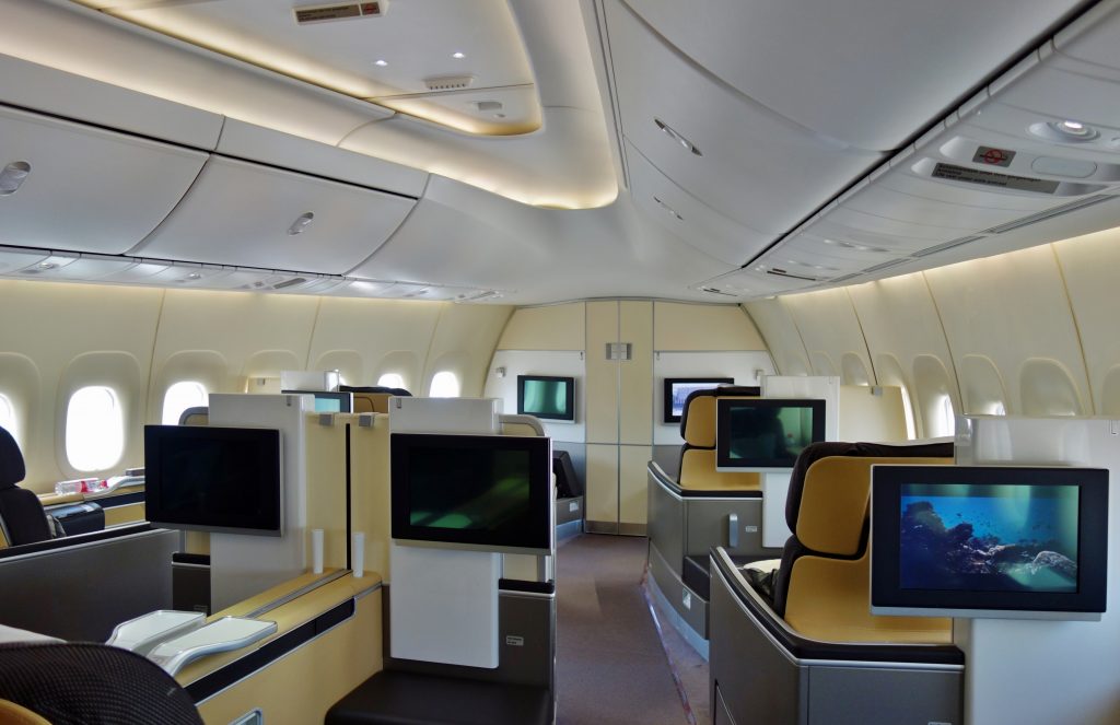 Lufthansa first class seats inside Boeing 747