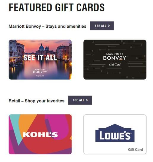 Redeem Marriot Brilliant and Boundless points for gift cards