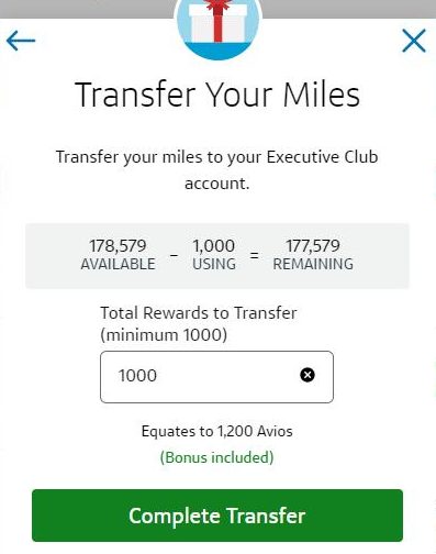 Example: choose how much Capital One miles to transfer and complete transfer