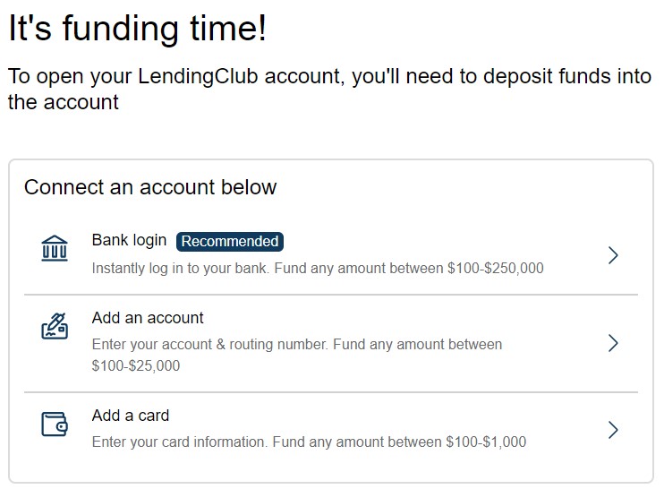Funding LendingClub Savings Account