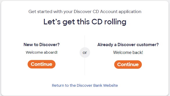 Get started with your Discover CD Account application