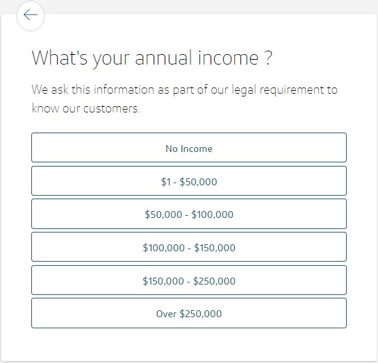 capital one CD application - annual income