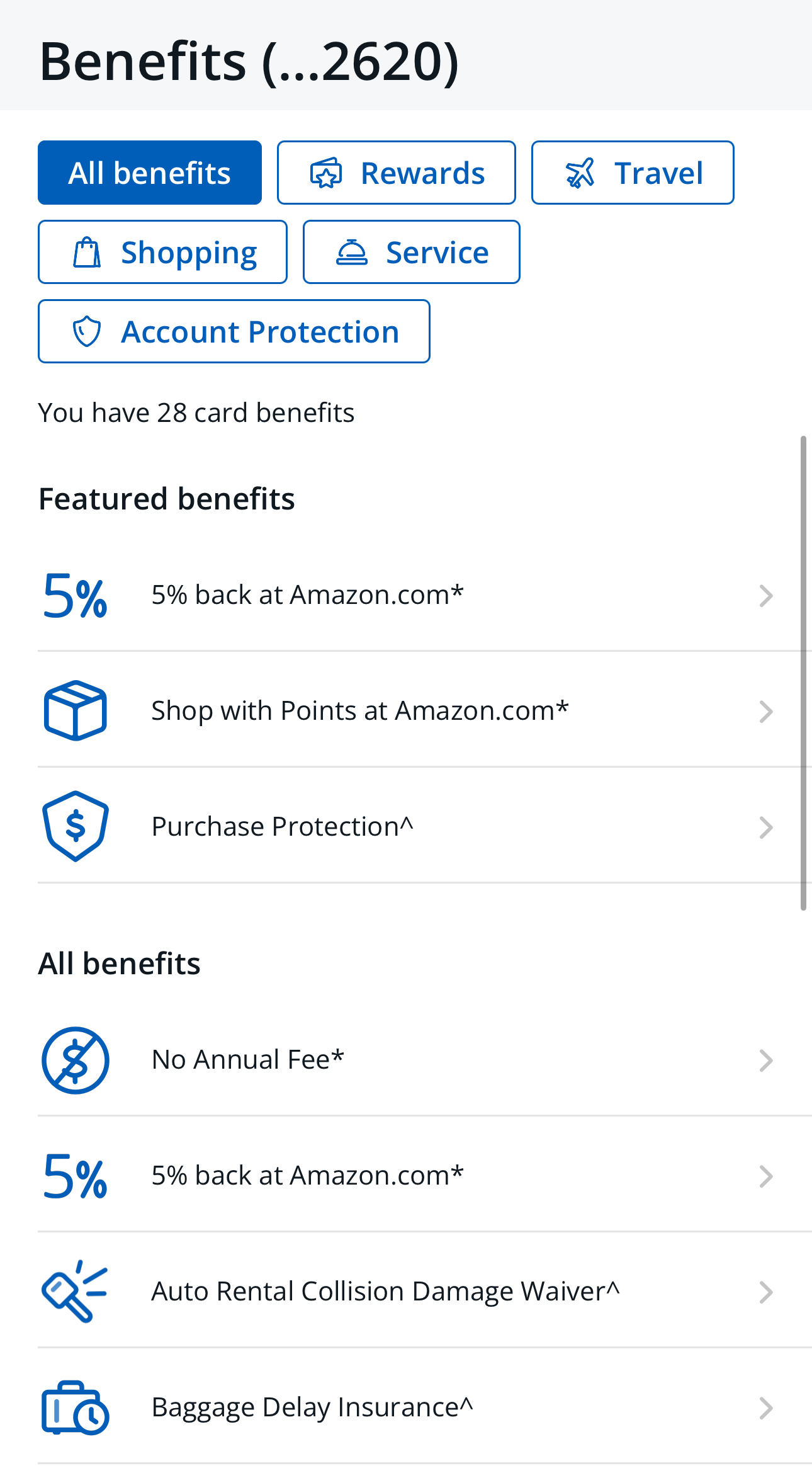 Amazon Prime Visa card benefits by category