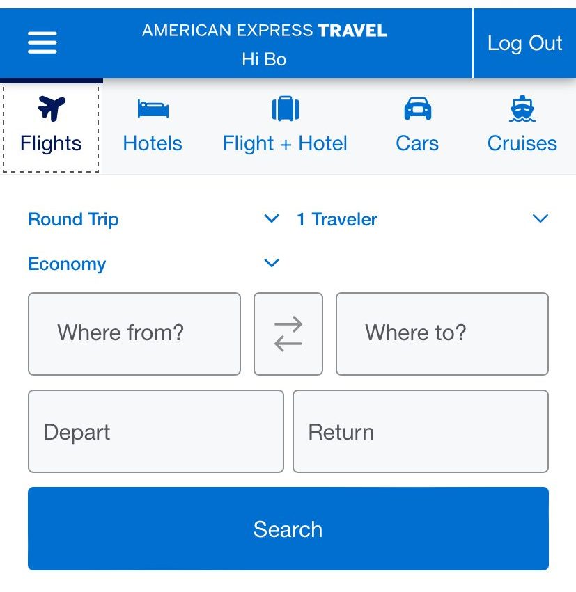 American Express Travel find flights