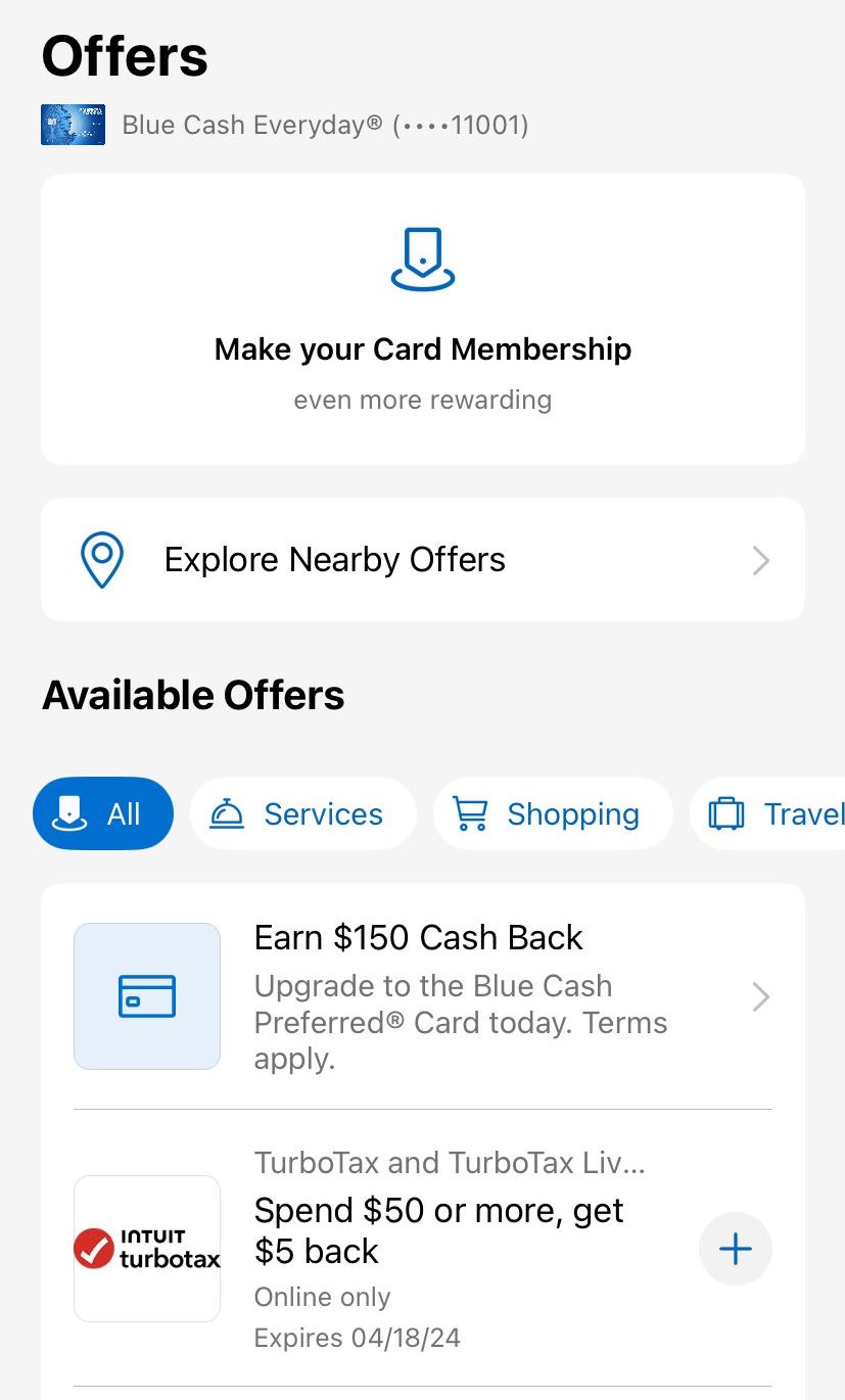 American Express Blue Cash Everyday special offers