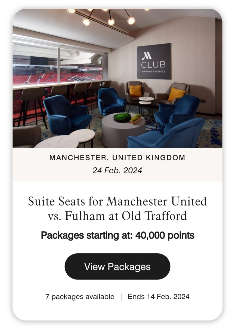 Book Man United game with Marriot Moments