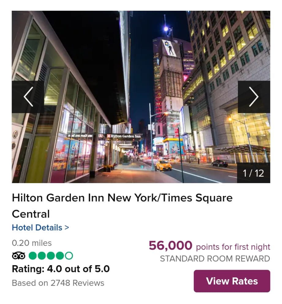 Book hotel with Hilton Surpass card points