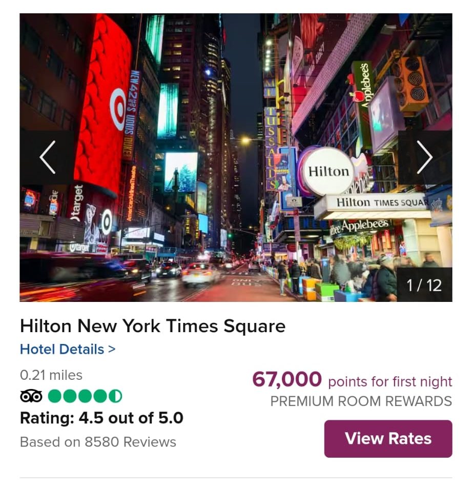 Book hotel with Hilton honors Amex card miles