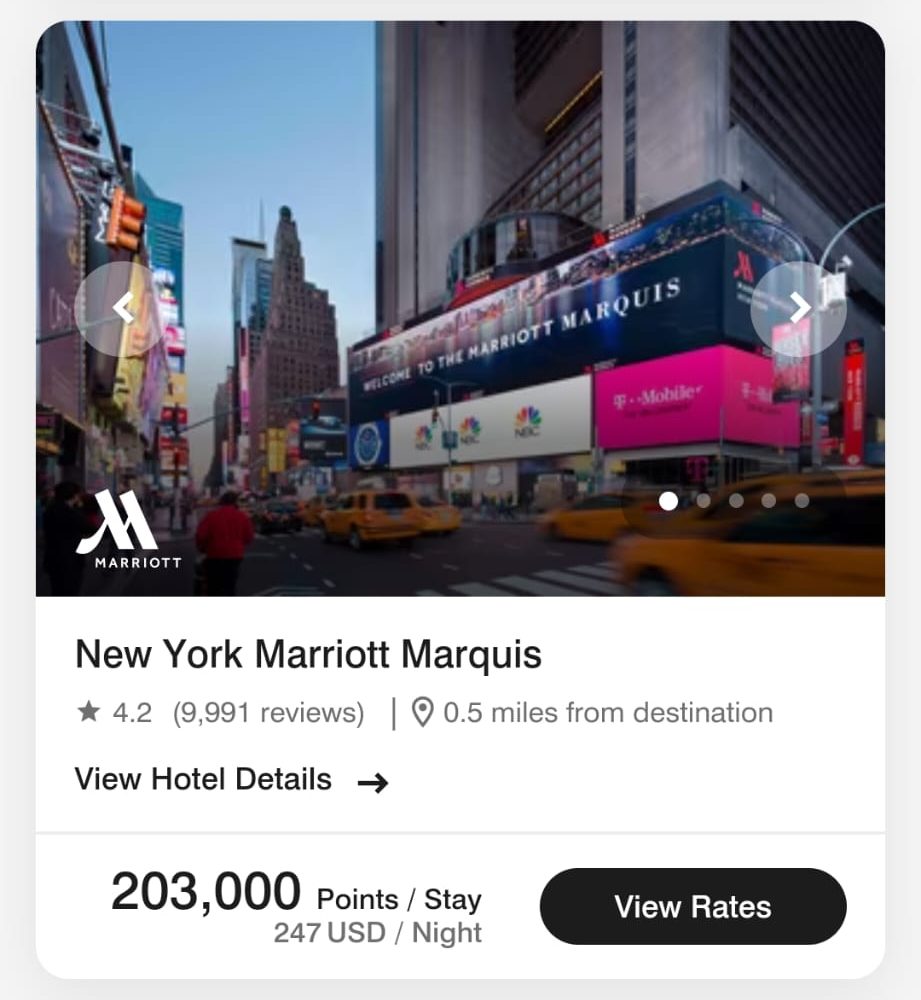 Book hotel with Marriot bevy card points