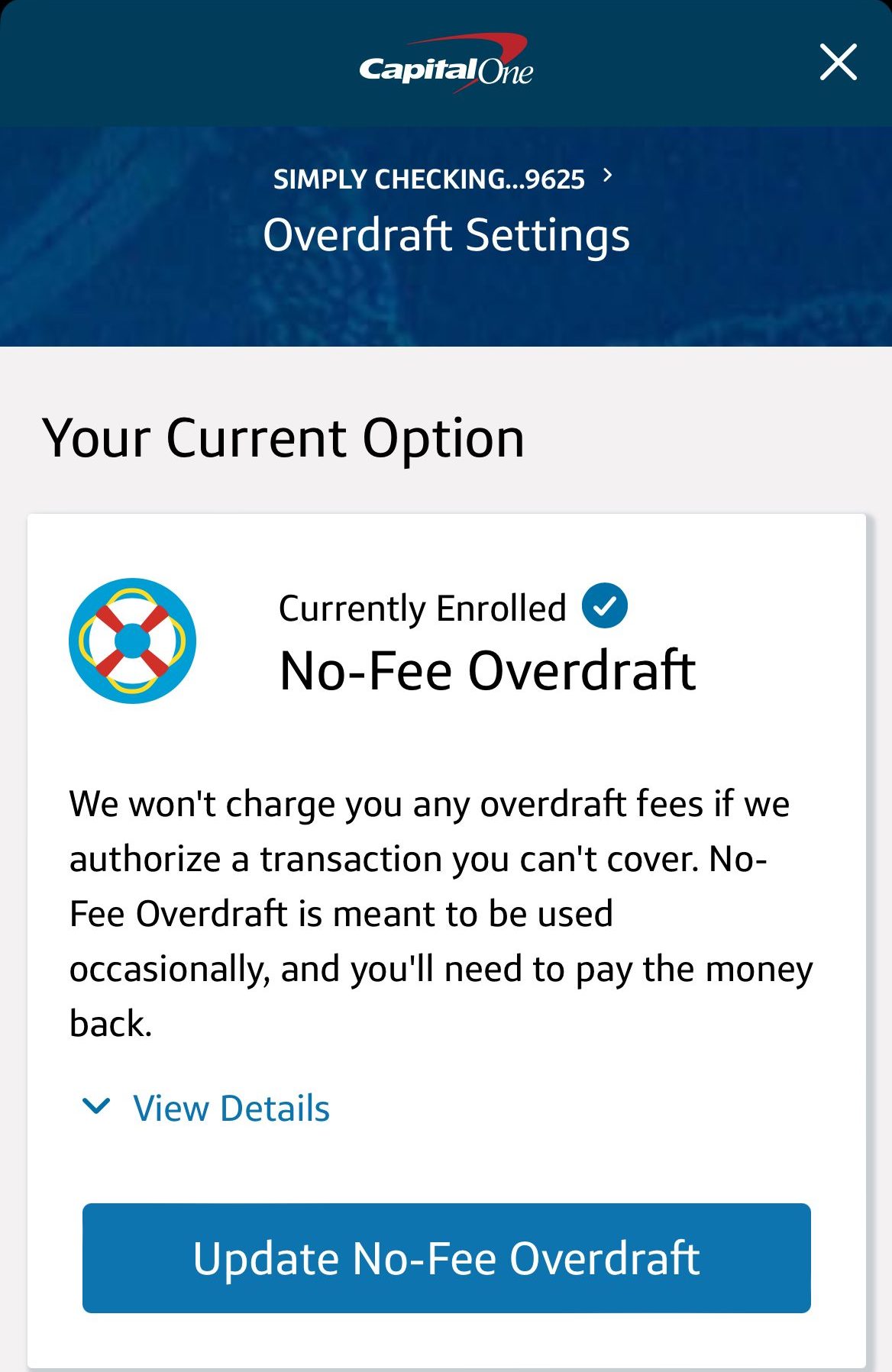 Capital One Overdraft options