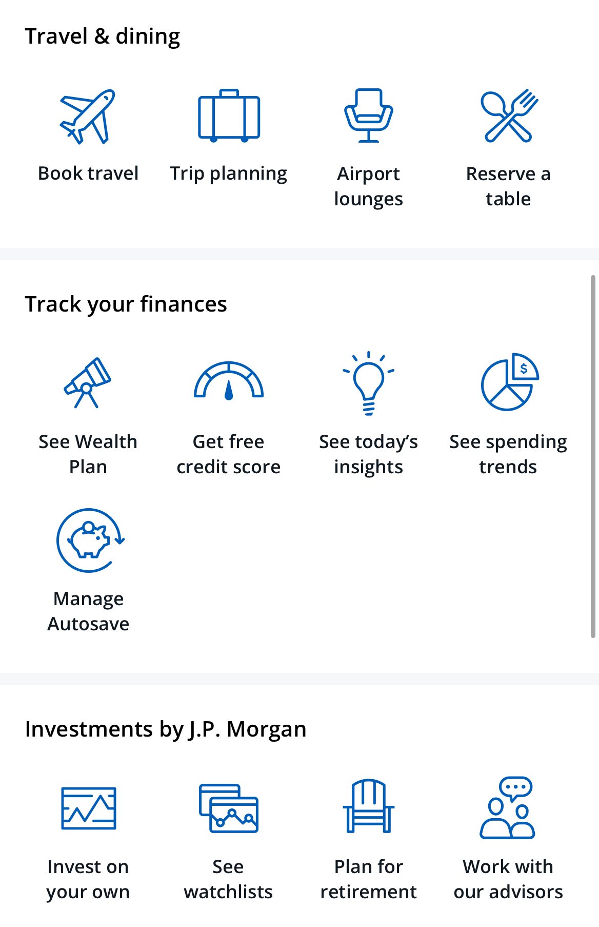 Chase mobile app dashboard activities