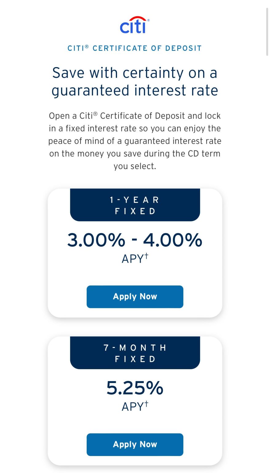 Citibank CD Rates For July 2024