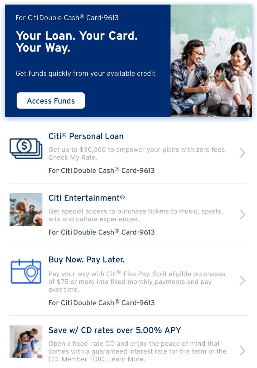 Citi credit card see personalized offers