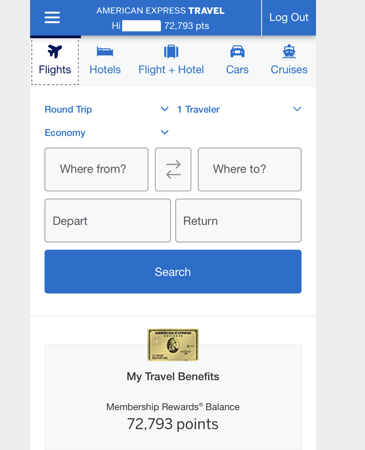 Book travel with Amex gold points