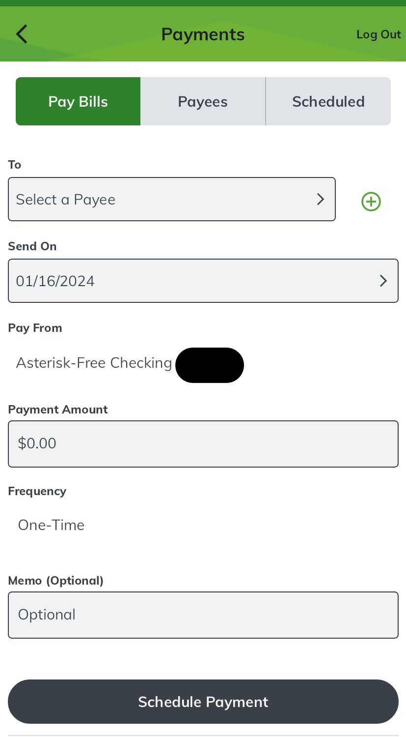 Pay bills and schedule payment on Huntington app