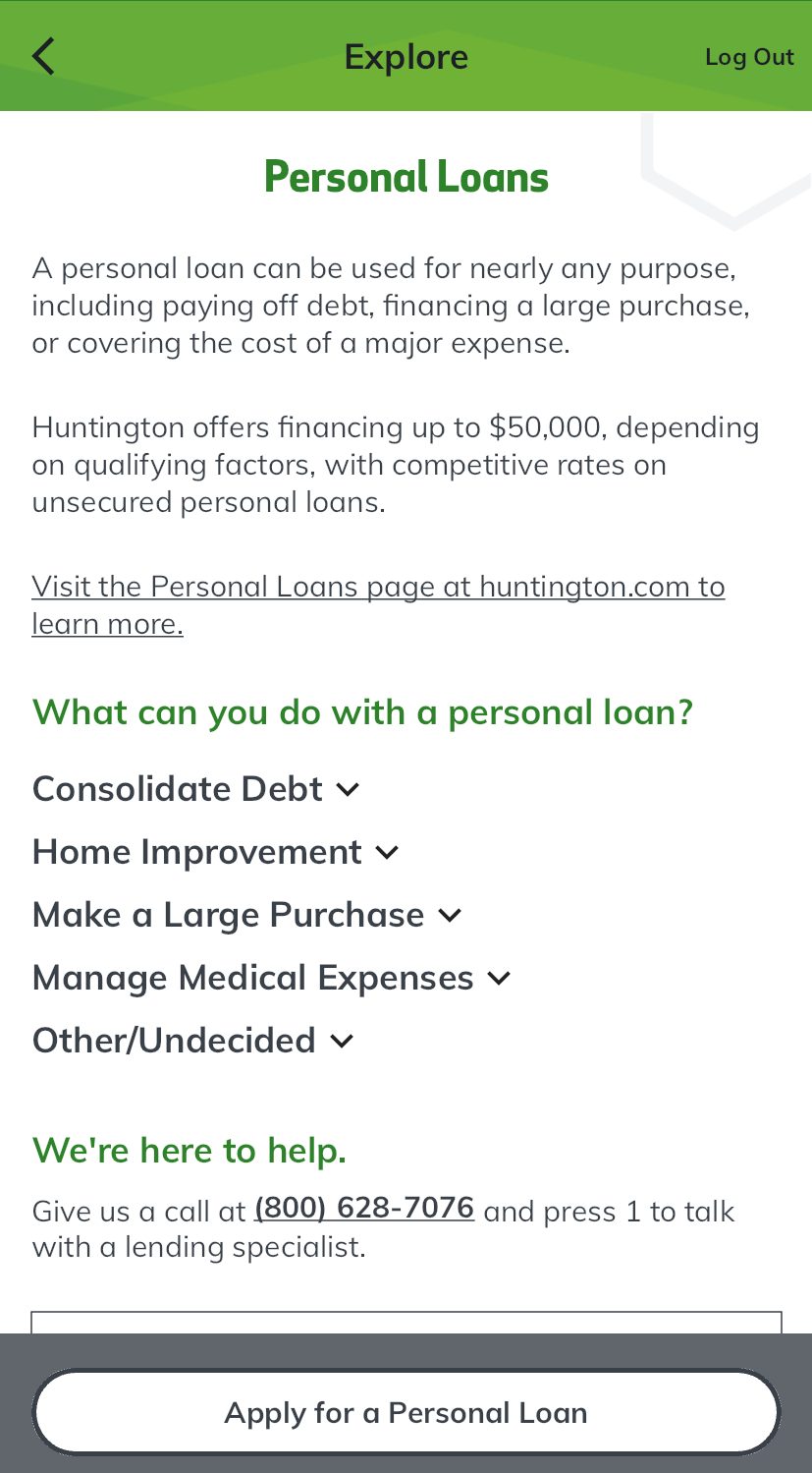Get a personal loan on Huntington
