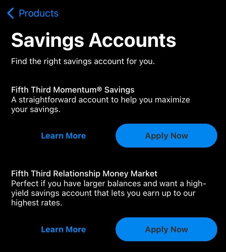 Fifth Third savings account options apply