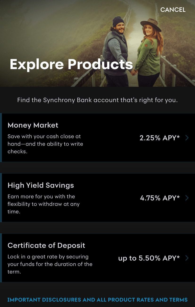 Synchrony Explore savings Products