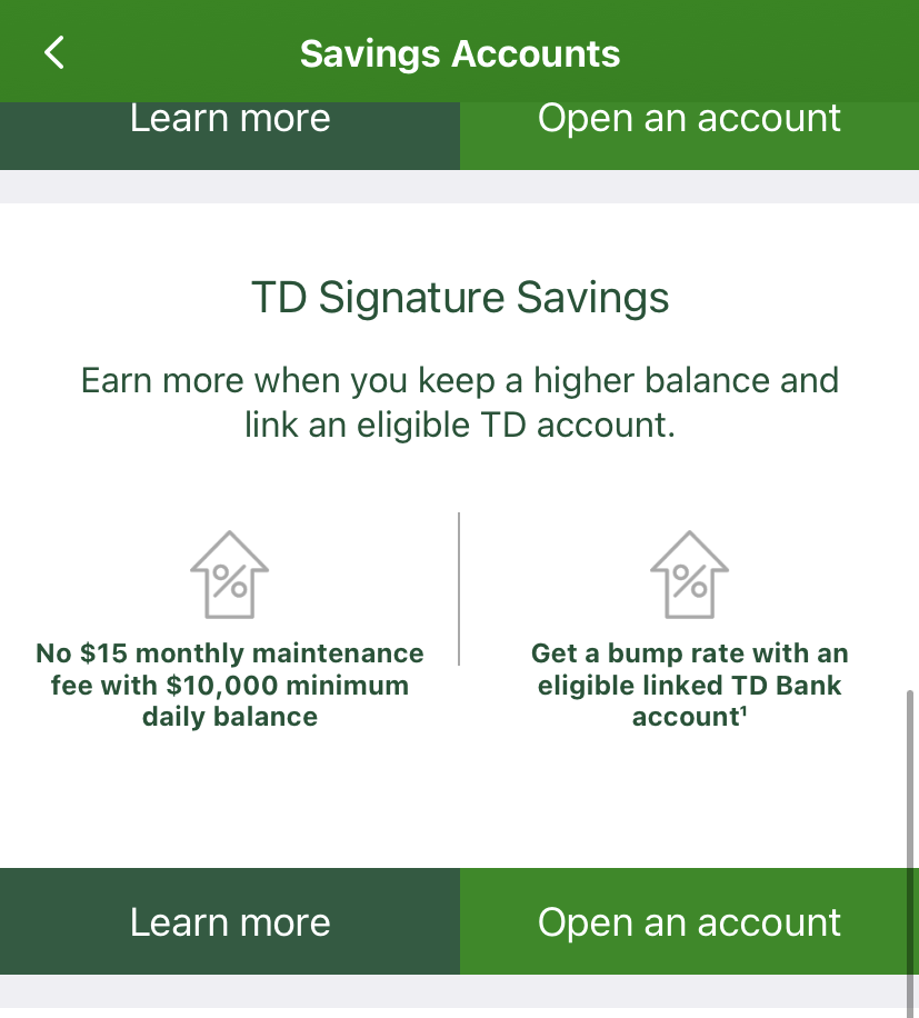 TD Open a savings account
