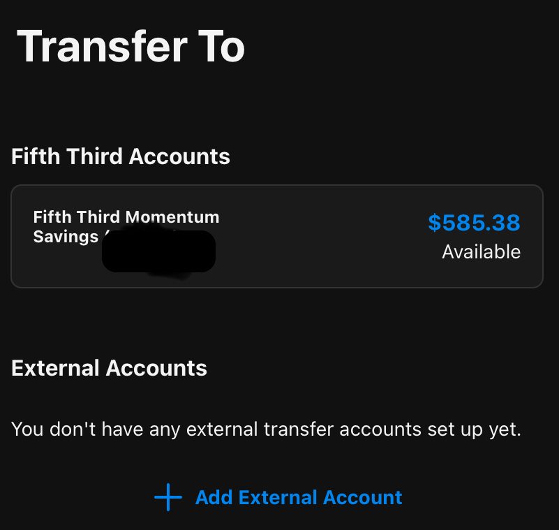 Transfer Funds Fifth Third app