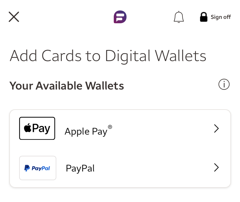 Add cards to digital wallet on Wells Fargo app