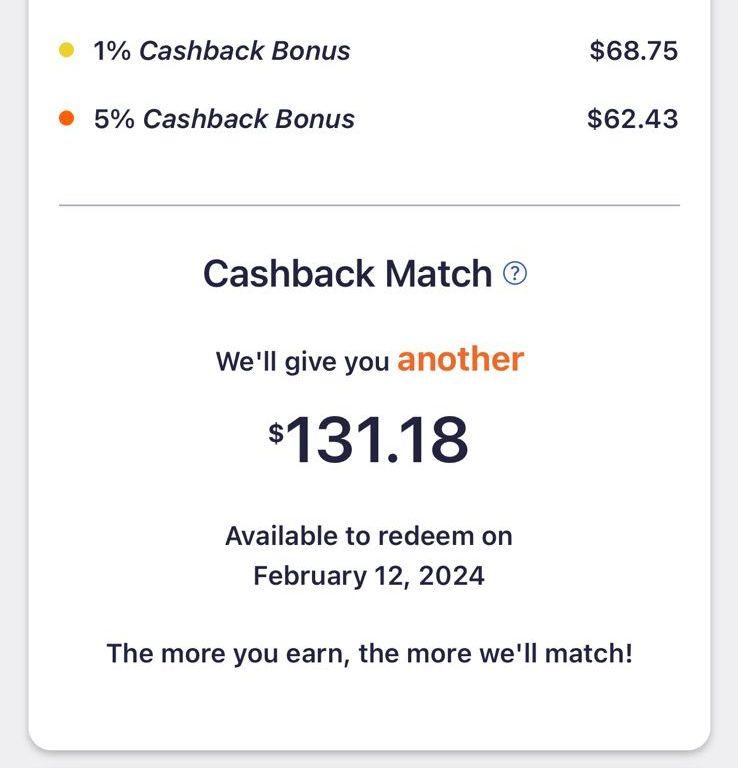 Discover cashback match on Discover app