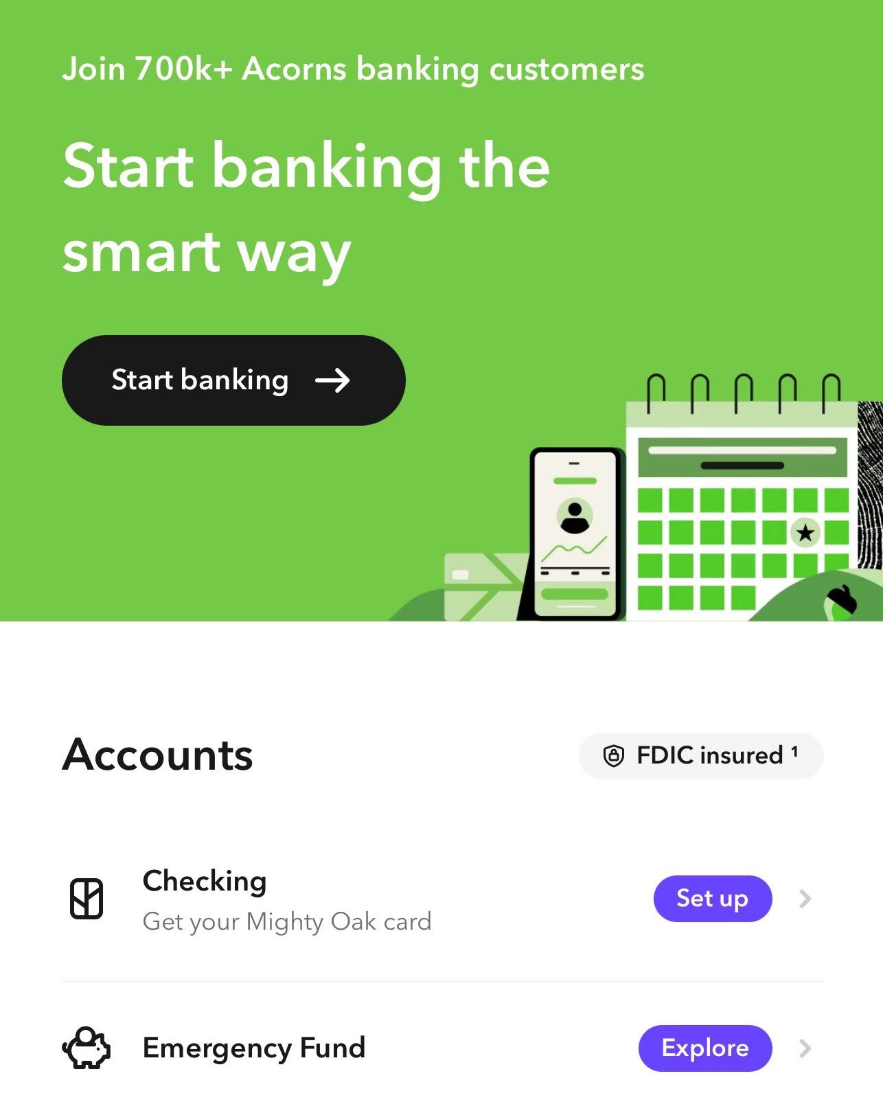 Acorns banking on app