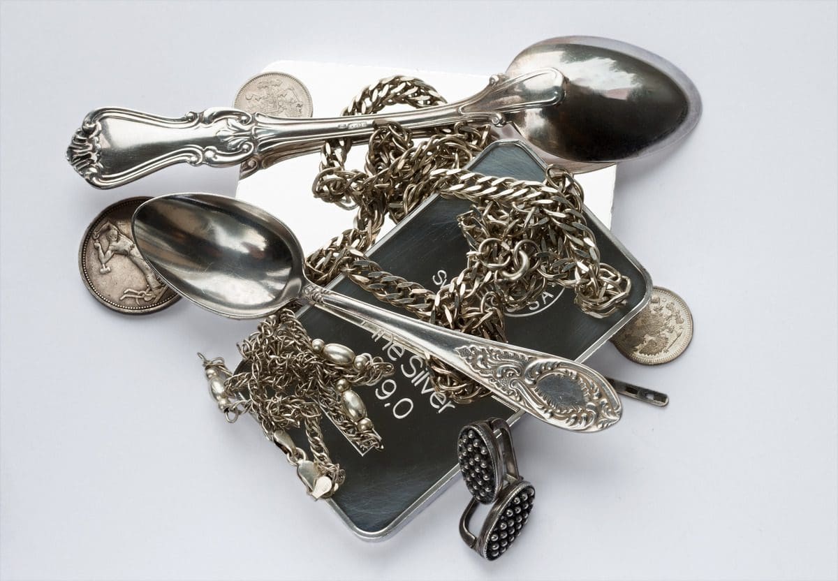 Silver coins and chains