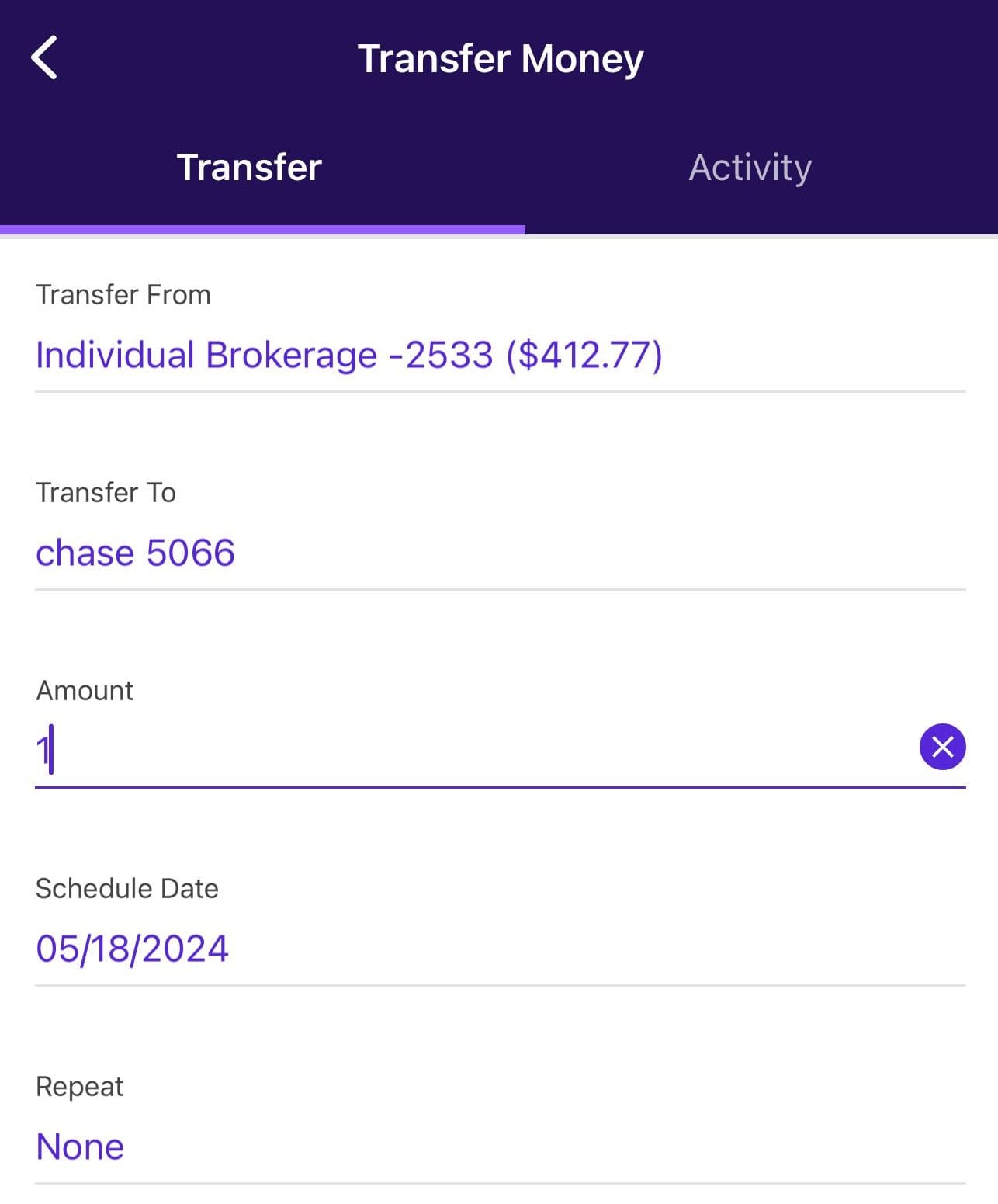 transfer moeny from Etrade to external bank account