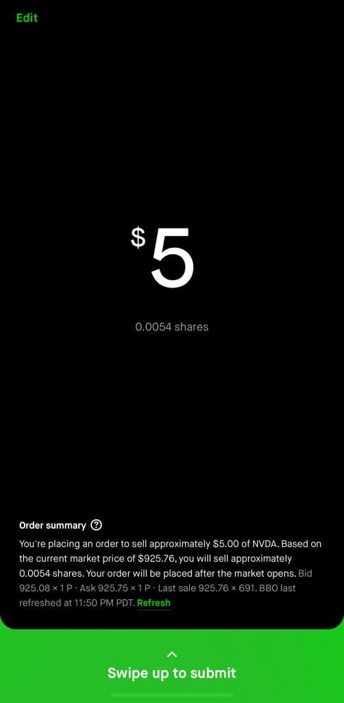 Buy Nvidia fractional shared on Robinhood