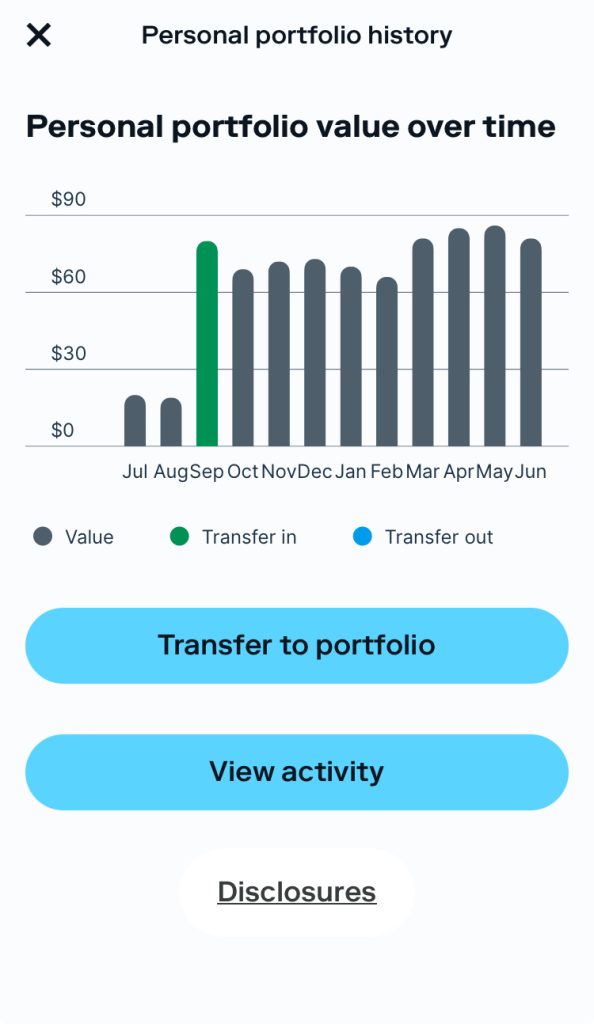 Stash personal portfolio over time