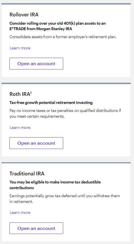 Etrade retirement accounts