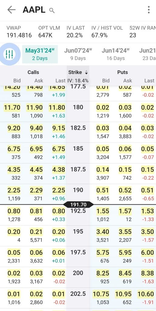 stock options price