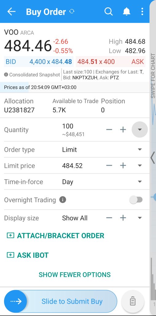 example of ETF buy order