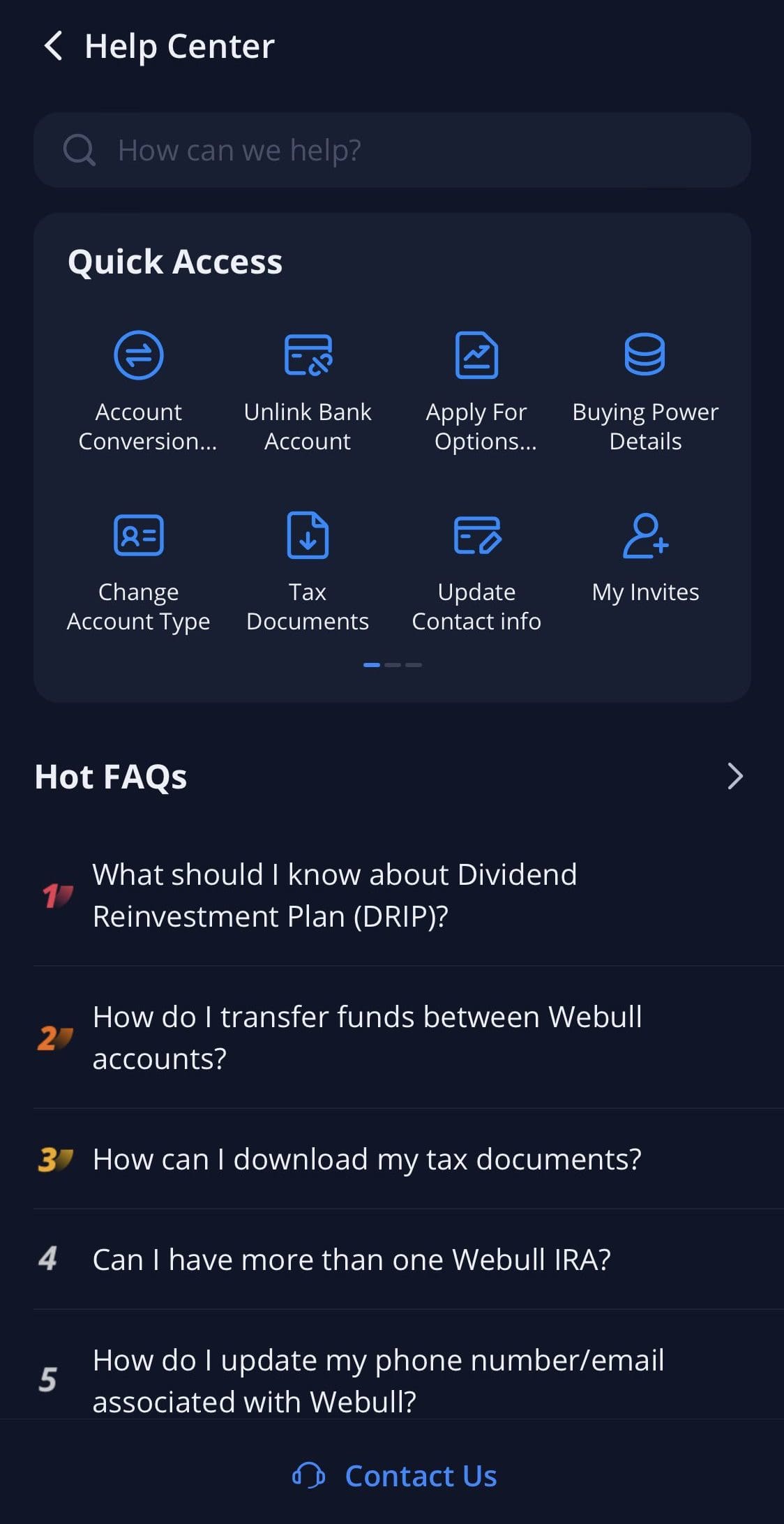 Webull help center