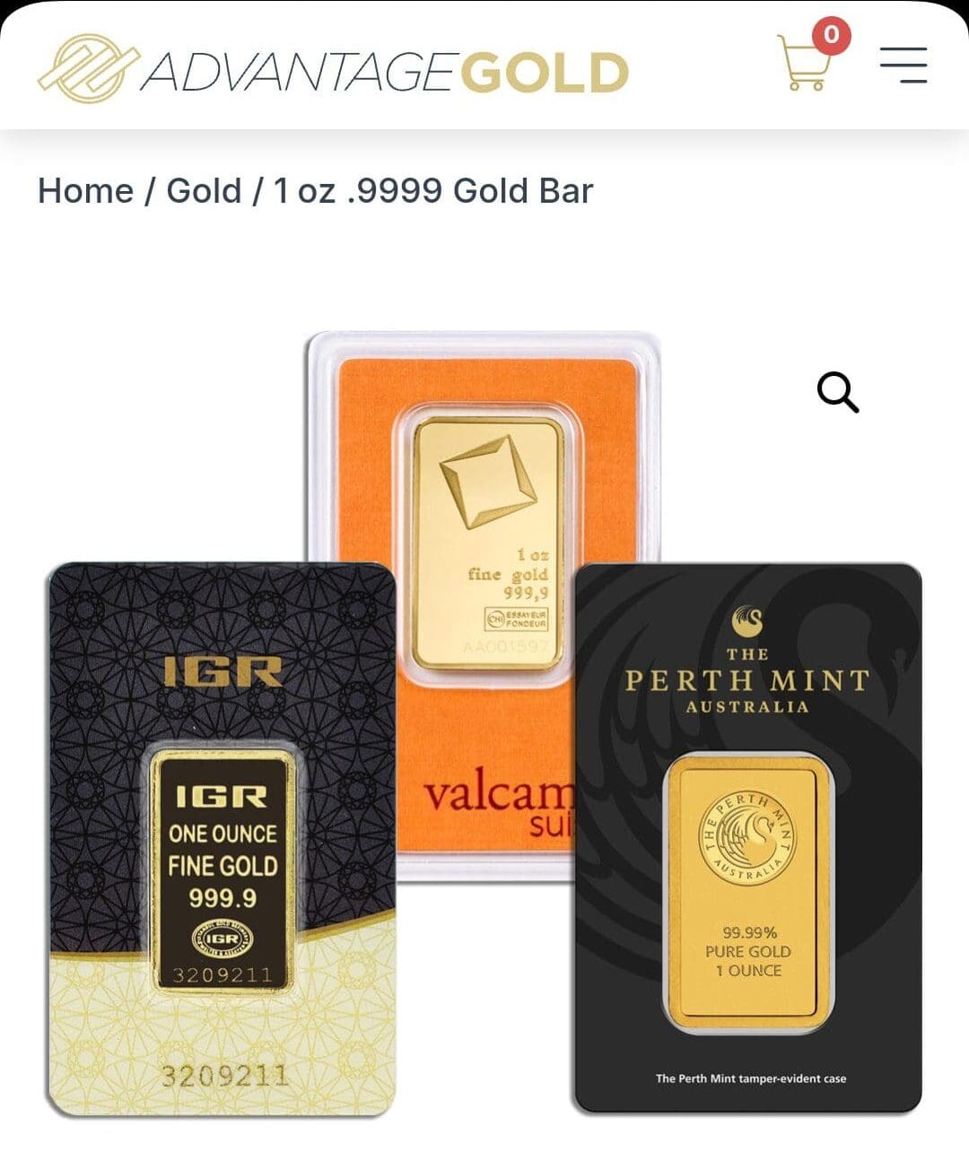 1 oz gold bars , Advantage Gold