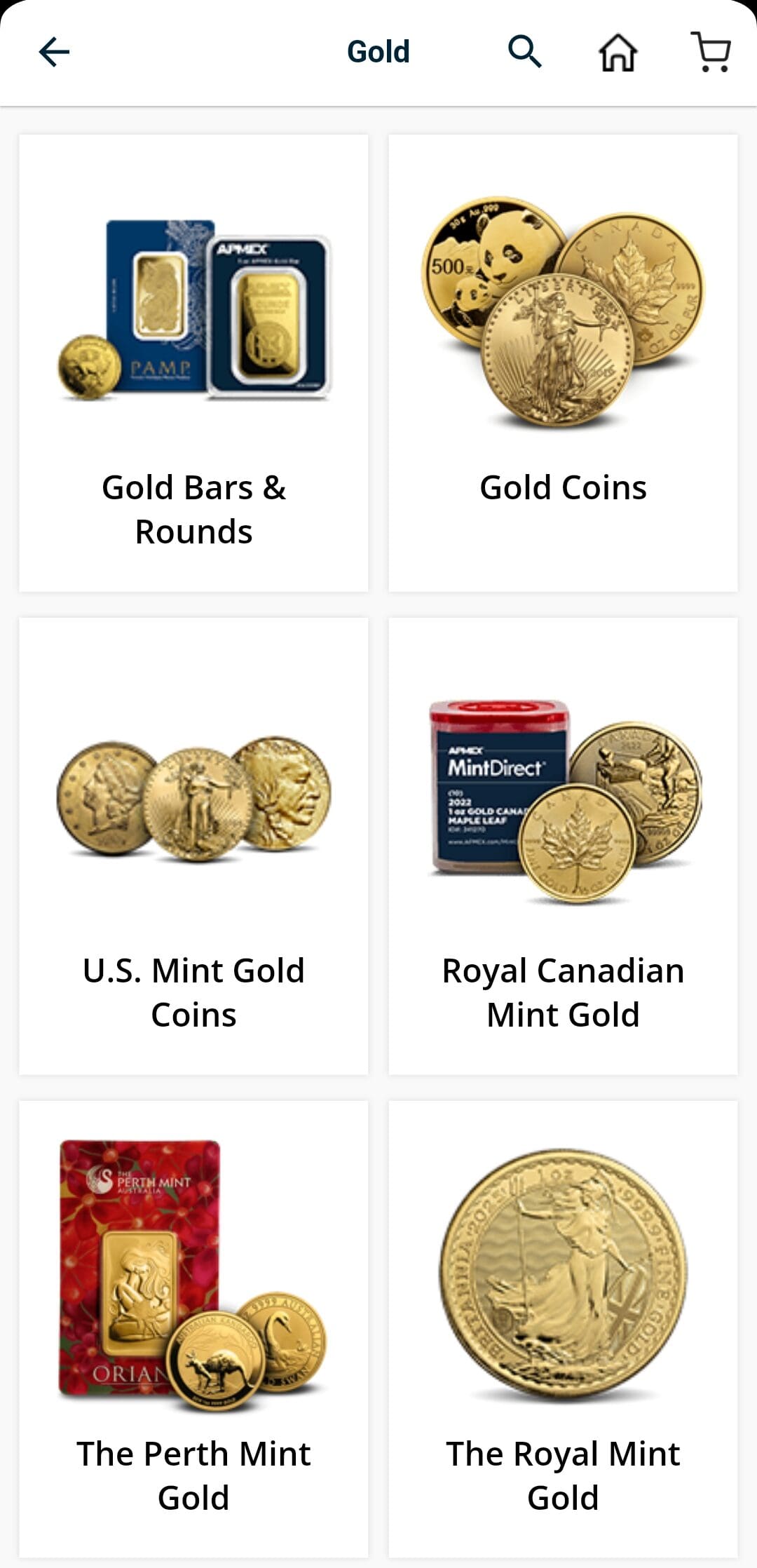 APMEX gold products