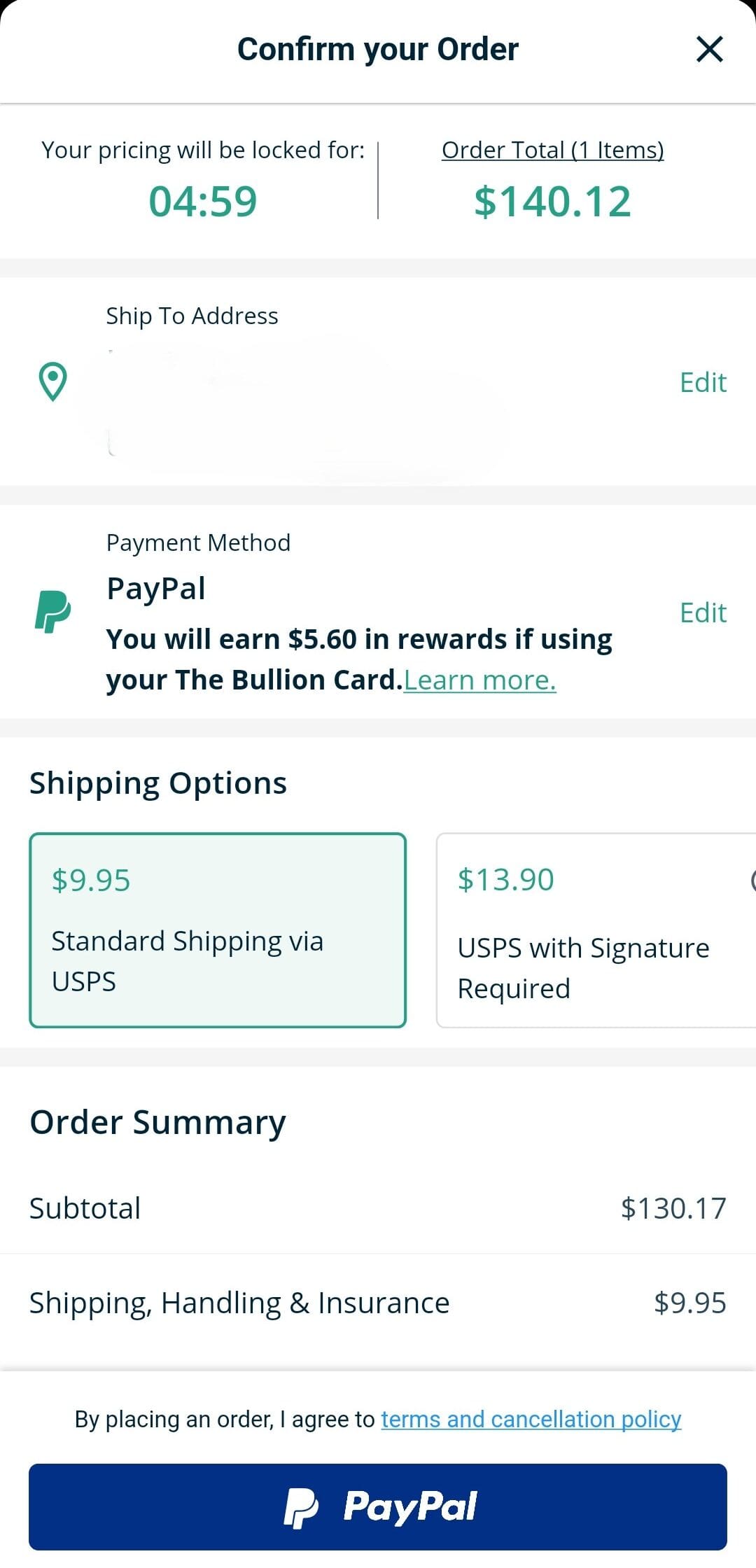 APMEX shipping options