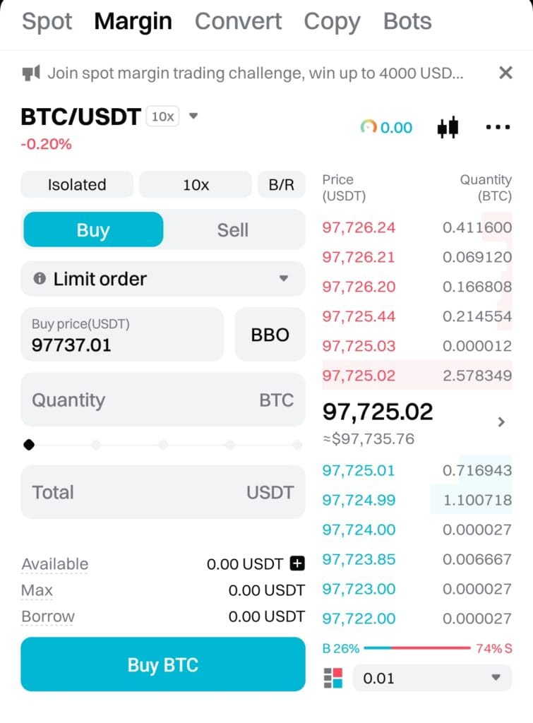 Bitget margin trading