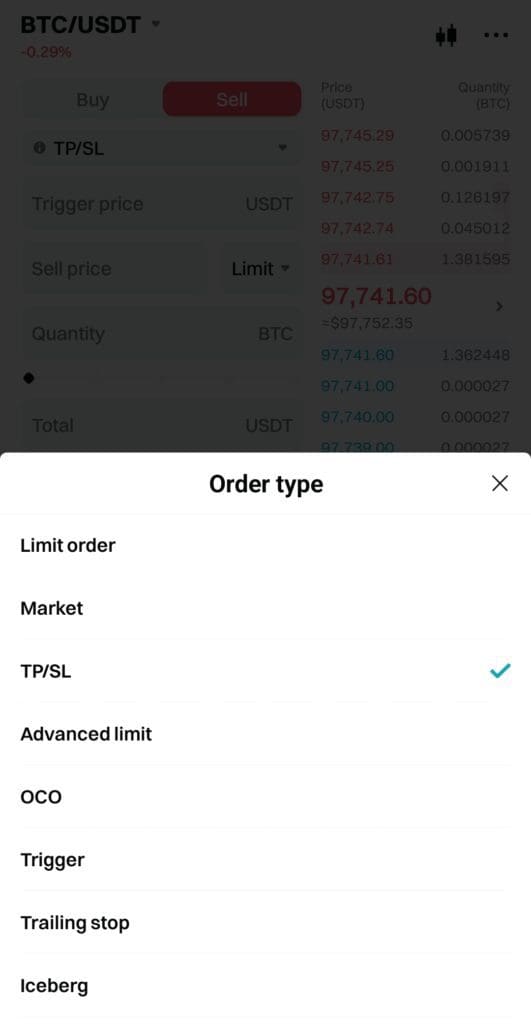 Bitget order types
