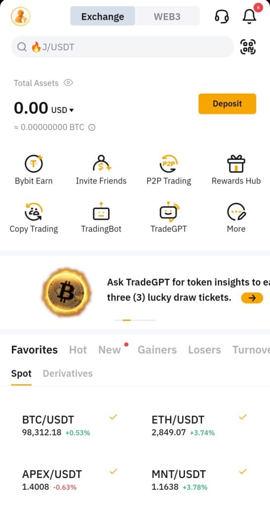 Bybit exchange home
