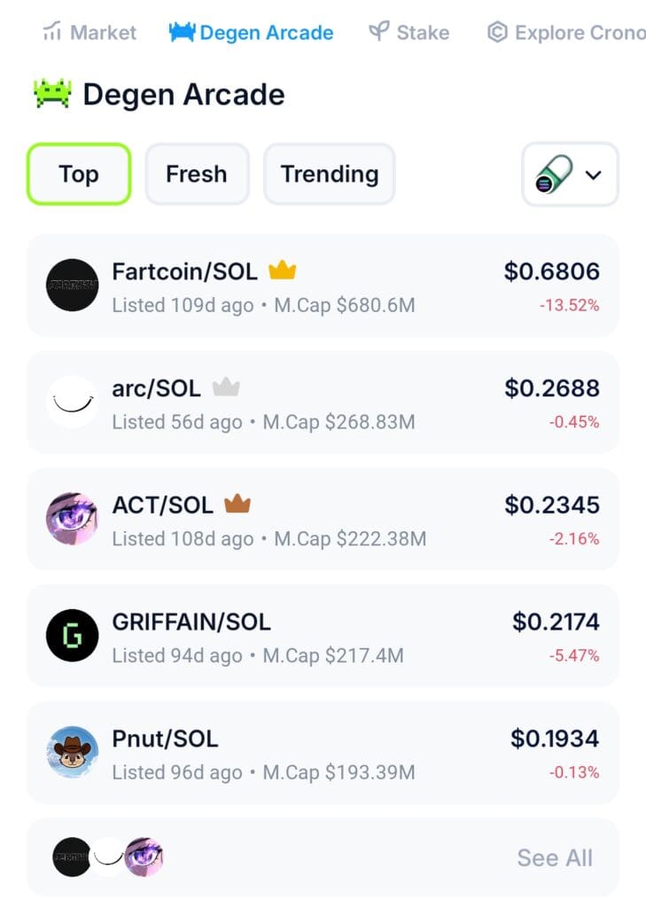 Degen Arcade ,crypto.com DeFi wallet.